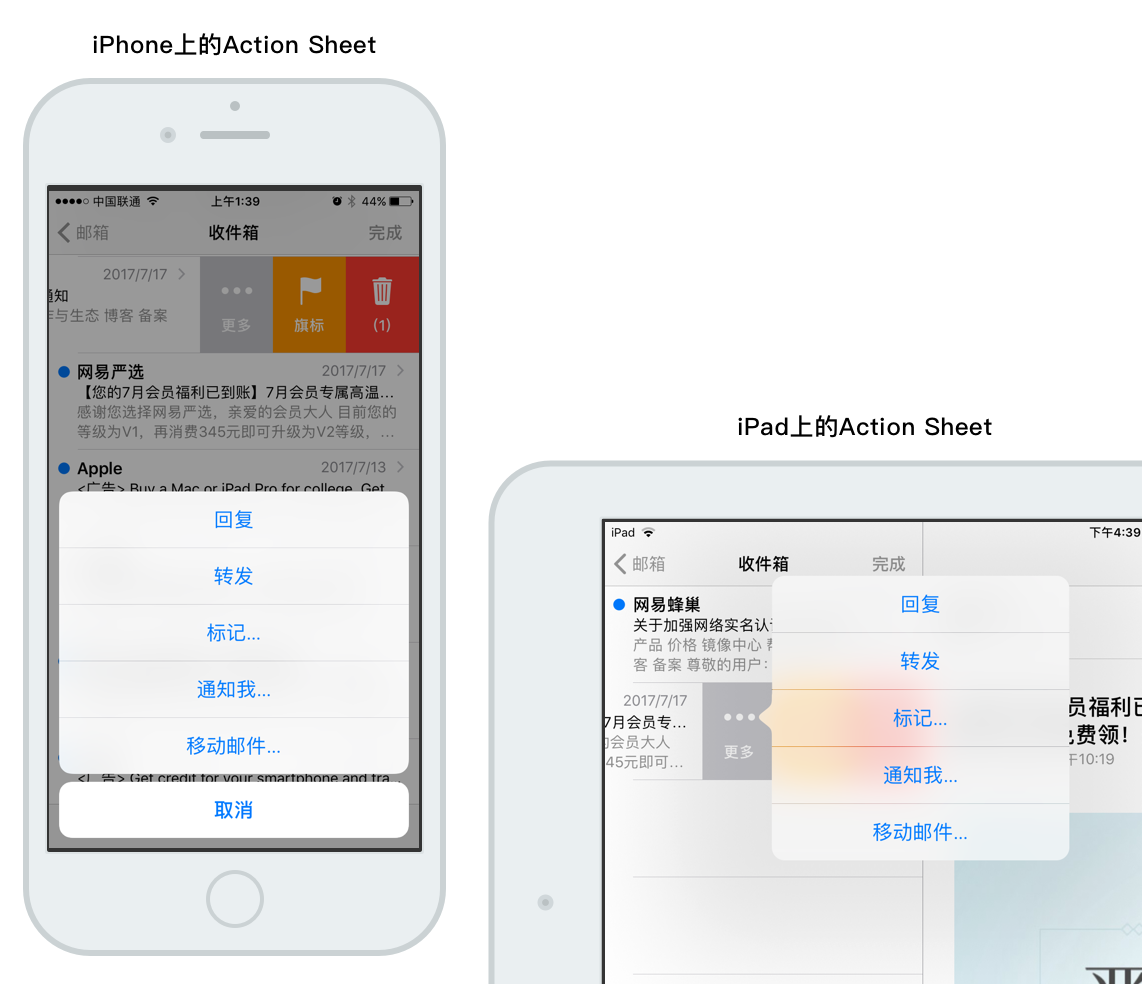 iPhone和iPad的Action Sheet