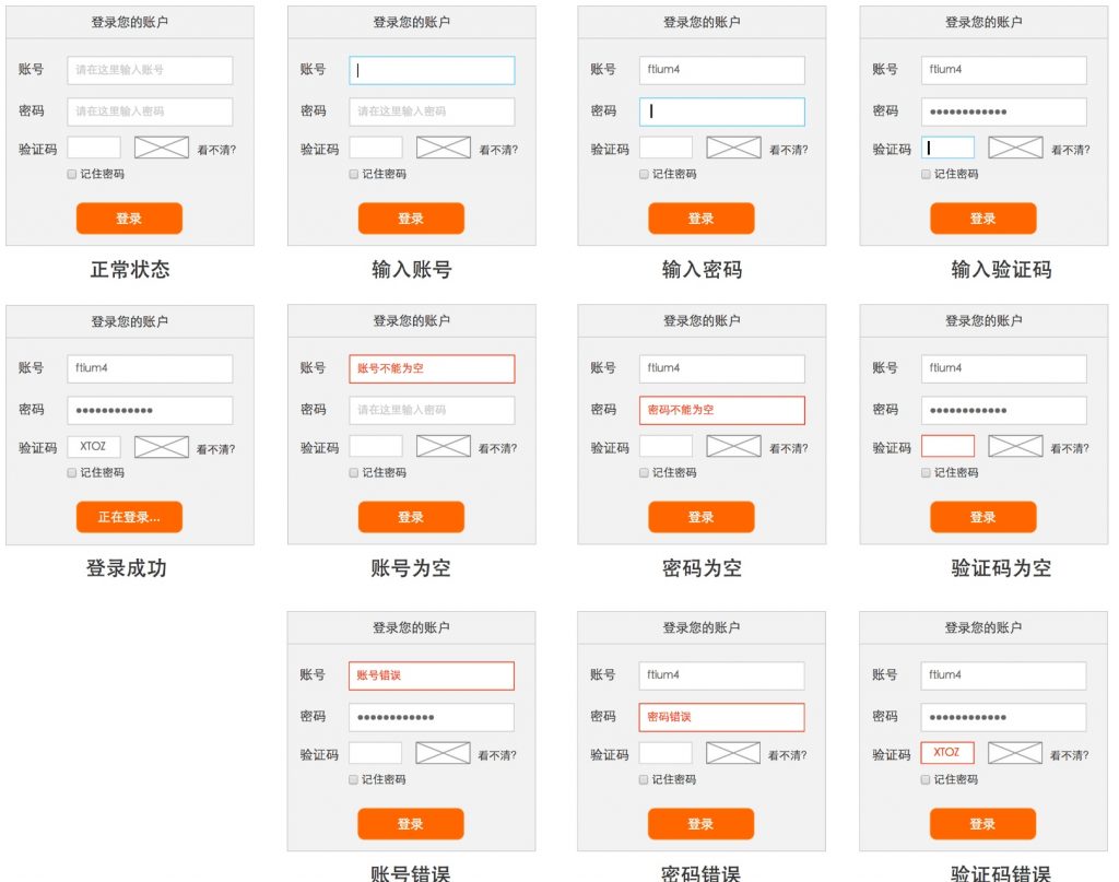 登录表单完整线框图